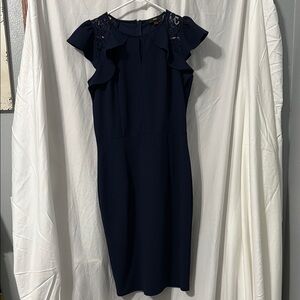 Chic Blue Flutter Sleeve Sheath Mini Dress